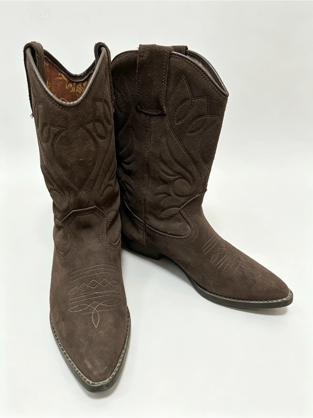Women’s Suede Brown Western Cowboy Boots Vintage Billy Joe Made in Spain